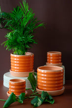 Load image into Gallery viewer, Handmade Ceramic Planter with Drip Plate - Peach/Orange: Medium