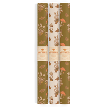 Load image into Gallery viewer, Recyclable Gift Wrap / Wrapping Paper: Mushrooms (Green &amp; Cr: Plastic Free