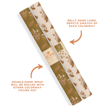 Load image into Gallery viewer, Recyclable Gift Wrap / Wrapping Paper: Mushrooms (Green &amp; Cr: Plastic Free
