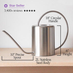 2L Stainless Steel Watering Can: White