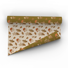Load image into Gallery viewer, Recyclable Gift Wrap / Wrapping Paper: Mushrooms (Green &amp; Cr: Plastic Free