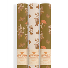 Load image into Gallery viewer, Recyclable Gift Wrap / Wrapping Paper: Mushrooms (Green &amp; Cr: Plastic Free
