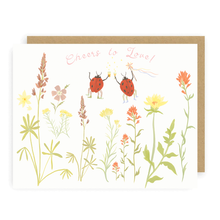 Load image into Gallery viewer, Wedding Bugs Greeting Card - Ladybug, Floral, Hand Painted