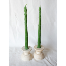 Load image into Gallery viewer, Beeswax Asparagus Candle Taper Pair (2)