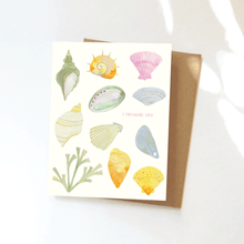 Load image into Gallery viewer, Treasure You Greeting Card - Seashells, Hand Painted, Ocean