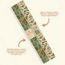 Load image into Gallery viewer, Recyclable Gift Wrap Yuletide Chickadee (White &amp; Green): Plastic Free