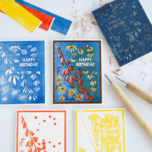 Load image into Gallery viewer, Happy Birthday (Blue Sky Wildflowers) Letterpress Card