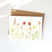 Load image into Gallery viewer, Wedding Bugs Greeting Card - Ladybug, Floral, Hand Painted